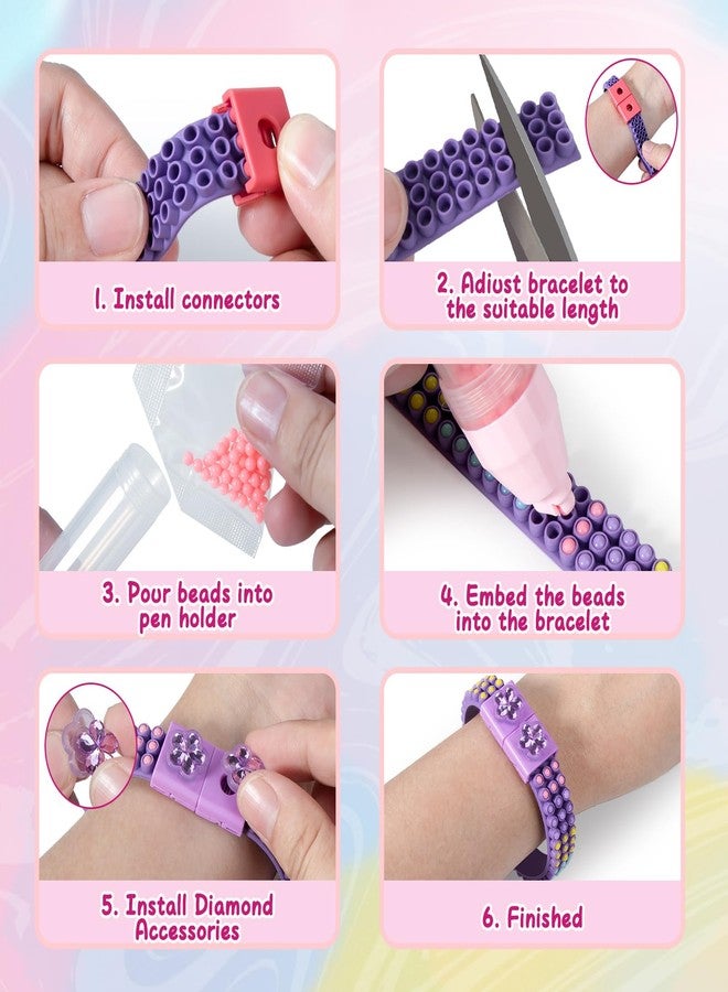 DOLIVE Diamond Bracelet Making Kit, 4 PCS DIY Multicolor Gems Friendship Bracelet with 2 Jewelry Making Pens, Art Carfts Toys for Kids 5 6 7 8 9 10 11 12+ - Image 4